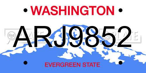 ARJ9852 Washington License Plate