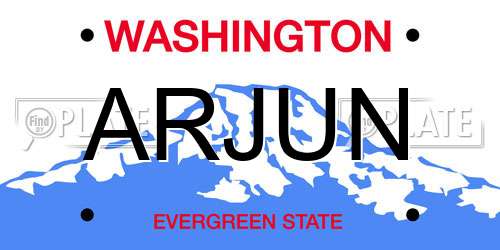 ARJUN Washington License Plate