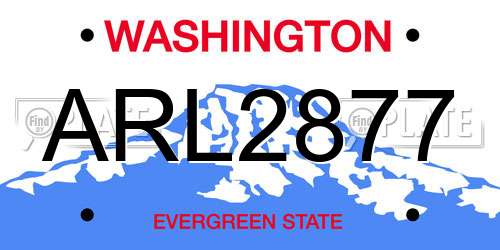 ARL2877 Washington License Plate