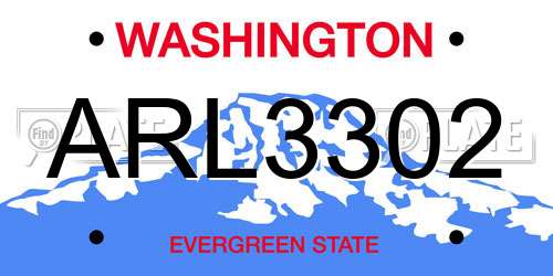 ARL3302 Washington License Plate