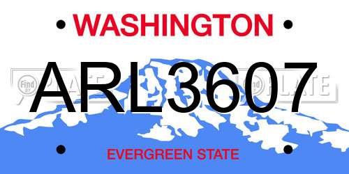 ARL3607 Washington License Plate