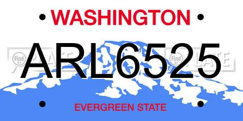 ARL6525 Washington License Plate