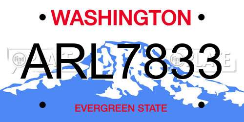 ARL7833 Washington License Plate
