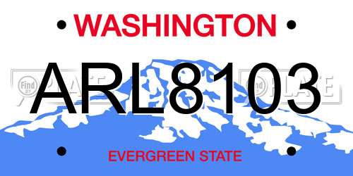 ARL8103 Washington License Plate