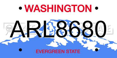 ARL8680 Washington License Plate