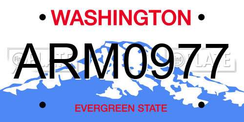 ARM0977 Washington License Plate