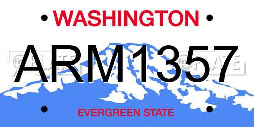 ARM1357 Washington License Plate