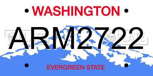 ARM2722 Washington License Plate