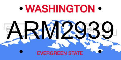 ARM2939 Washington License Plate