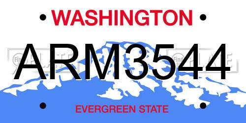 ARM3544 Washington License Plate