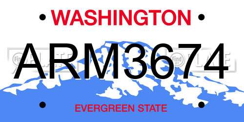 ARM3674 Washington License Plate