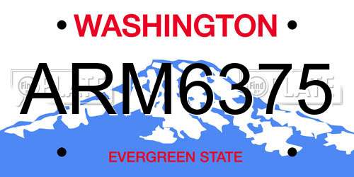 ARM6375 Washington License Plate