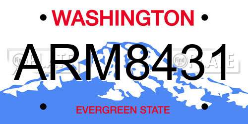 ARM8431 Washington License Plate