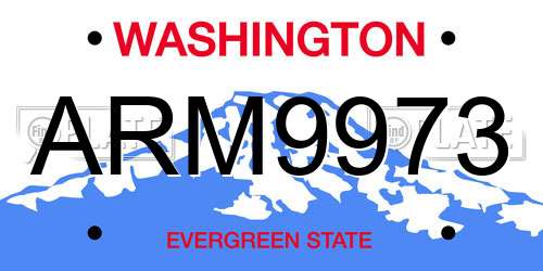 ARM9973 Washington License Plate