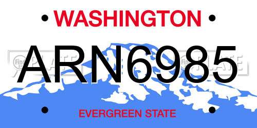 ARN6985 Washington License Plate