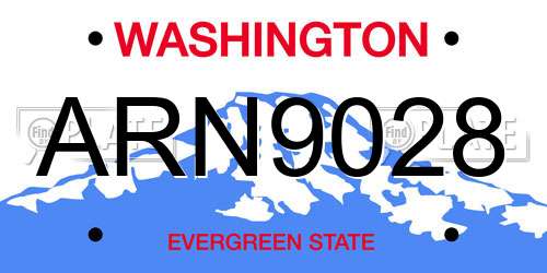 ARN9028 Washington License Plate