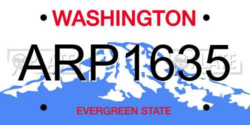 ARP1635 Washington License Plate