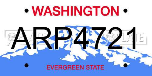 ARP4721 Washington License Plate