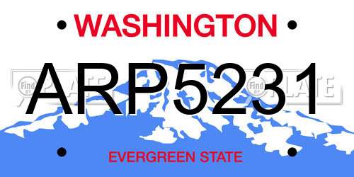 ARP5231 Washington License Plate
