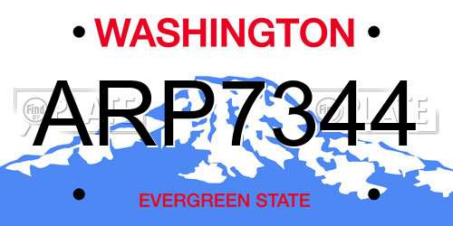 ARP7344 Washington License Plate