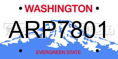 ARP7801 Washington License Plate
