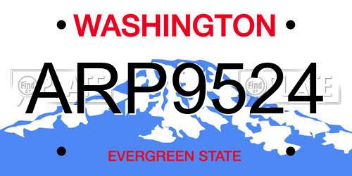 ARP9524 Washington License Plate