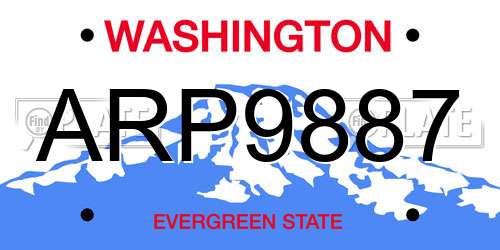 ARP9887 Washington License Plate