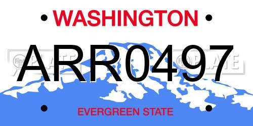 ARR0497 Washington License Plate