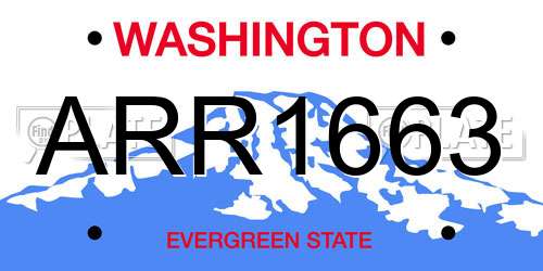 ARR1663 Washington License Plate
