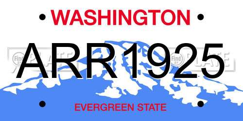 ARR1925 Washington License Plate