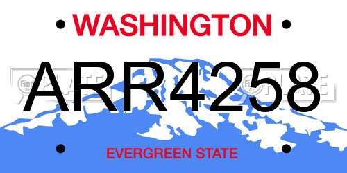 ARR4258 Washington License Plate