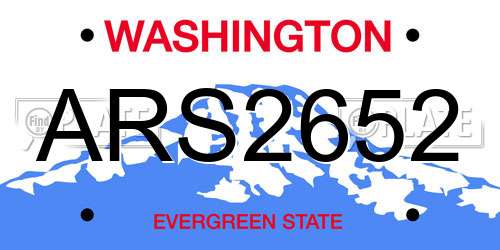 ARS2652 Washington License Plate