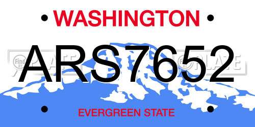 ARS7652 Washington License Plate