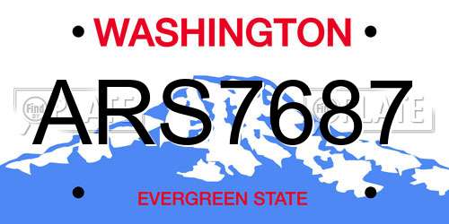 ARS7687 Washington License Plate