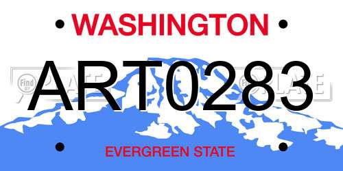 ART0283 Washington License Plate