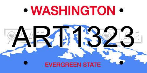 ART1323 Washington License Plate