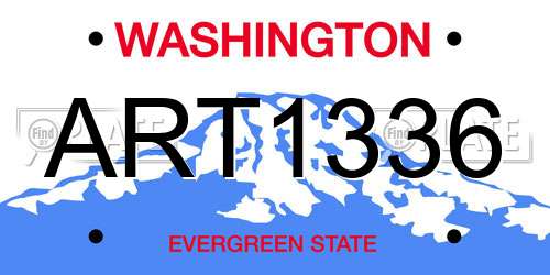 ART1336 Washington License Plate