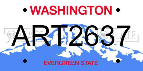 ART2637 Washington License Plate