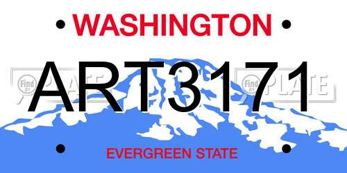 ART3171 Washington License Plate