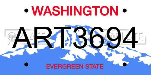 ART3694 Washington License Plate