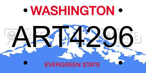 ART4296 Washington License Plate