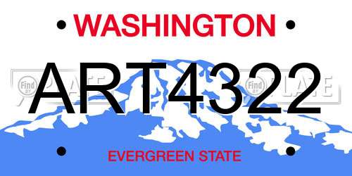 ART4322 Washington License Plate