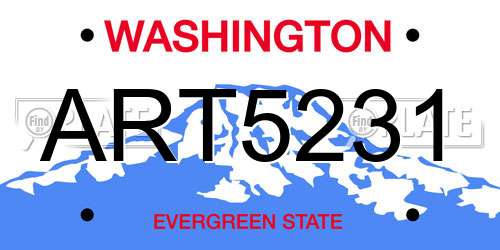 ART5231 Washington License Plate