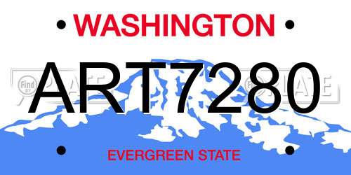 ART7280 Washington License Plate