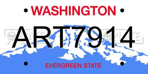 ART7914 Washington License Plate