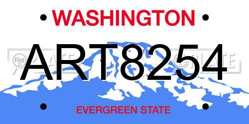 ART8254 Washington License Plate
