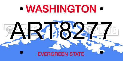 ART8277 Washington License Plate