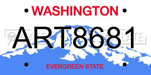ART8681 Washington License Plate