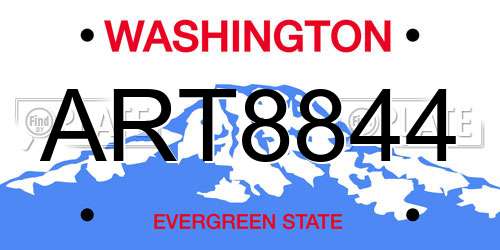 ART8844 Washington License Plate