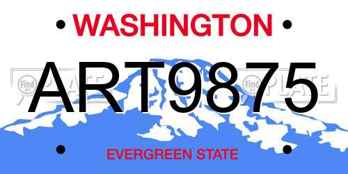 ART9875 Washington License Plate
